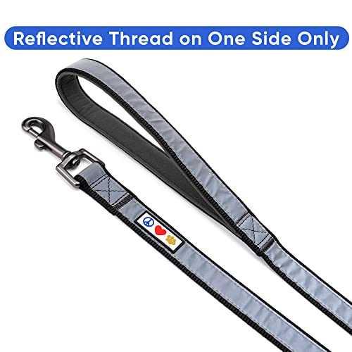 Pawtitas Custom ID Dog Leash: 6ft Reflective Padded Handle with Embroidered Name & Phone Number - Black