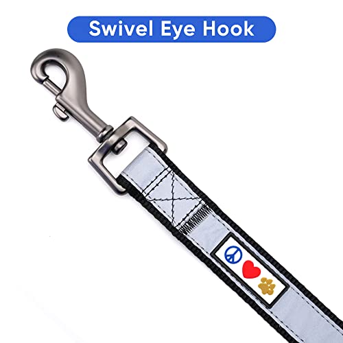 Pawtitas Custom ID Dog Leash: 6ft Reflective Padded Handle with Embroidered Name & Phone Number - Black