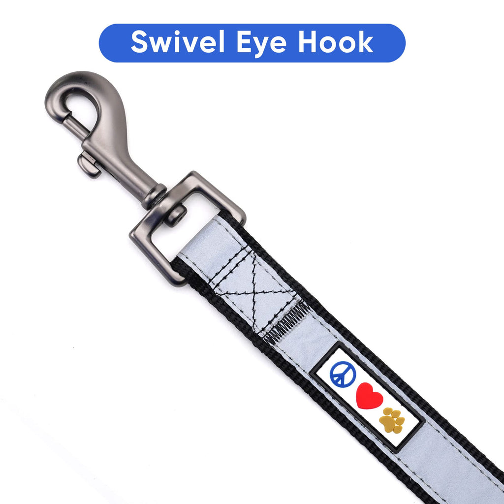 Pawtitas Custom ID Dog Leash: 6ft Reflective Padded Handle with Embroidered Name & Phone Number - Black