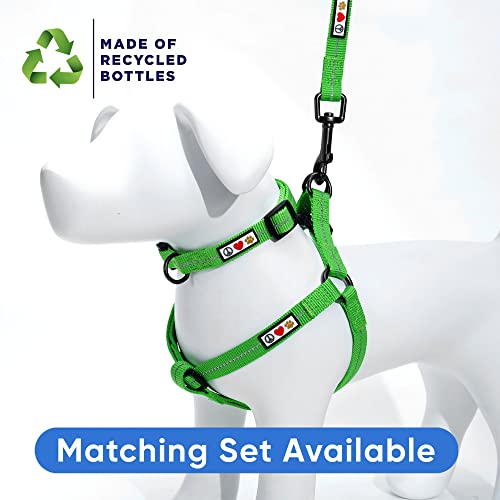 Pawtitas Recycled Nylon Step-in Dog Harness - Reflective, Adjustable, No-Pull, Small Green