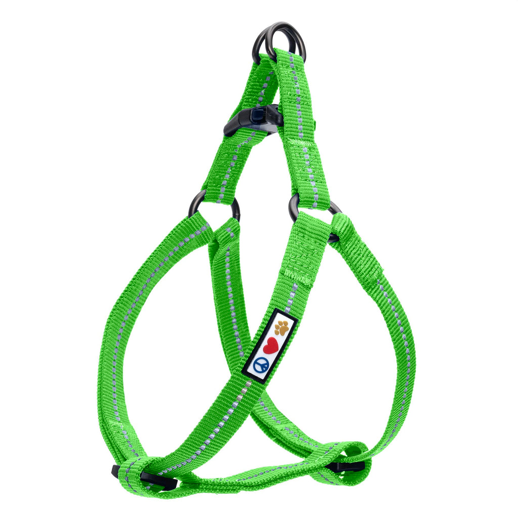 Pawtitas Recycled Nylon Step-in Dog Harness - Reflective, Adjustable, No-Pull, Small Green