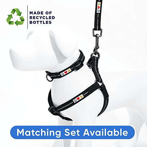 Pawtitas Recycled Reflective Step-in Dog Harness – Adjustable No-Pull Vest, Small Black, Made from Ocean Recycled Bottles