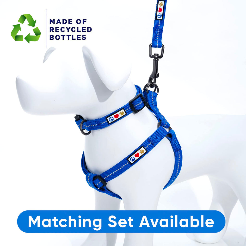 Pawtitas Recycled Reflective Step-in Dog Harness – No-Pull Vest for Small Dogs, XS Blue