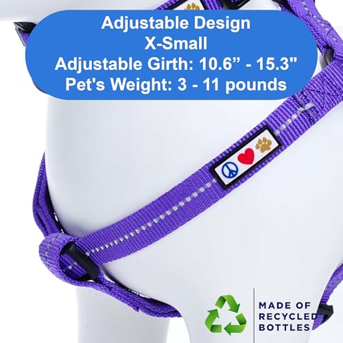 Pawtitas Recycled Reflective Step-in Dog Harness – XS Purple for Small Breeds