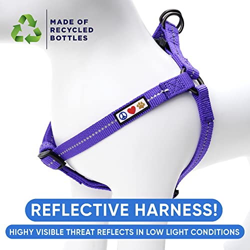 Pawtitas Recycled Reflective Step-in Dog Harness – XS Purple for Small Breeds