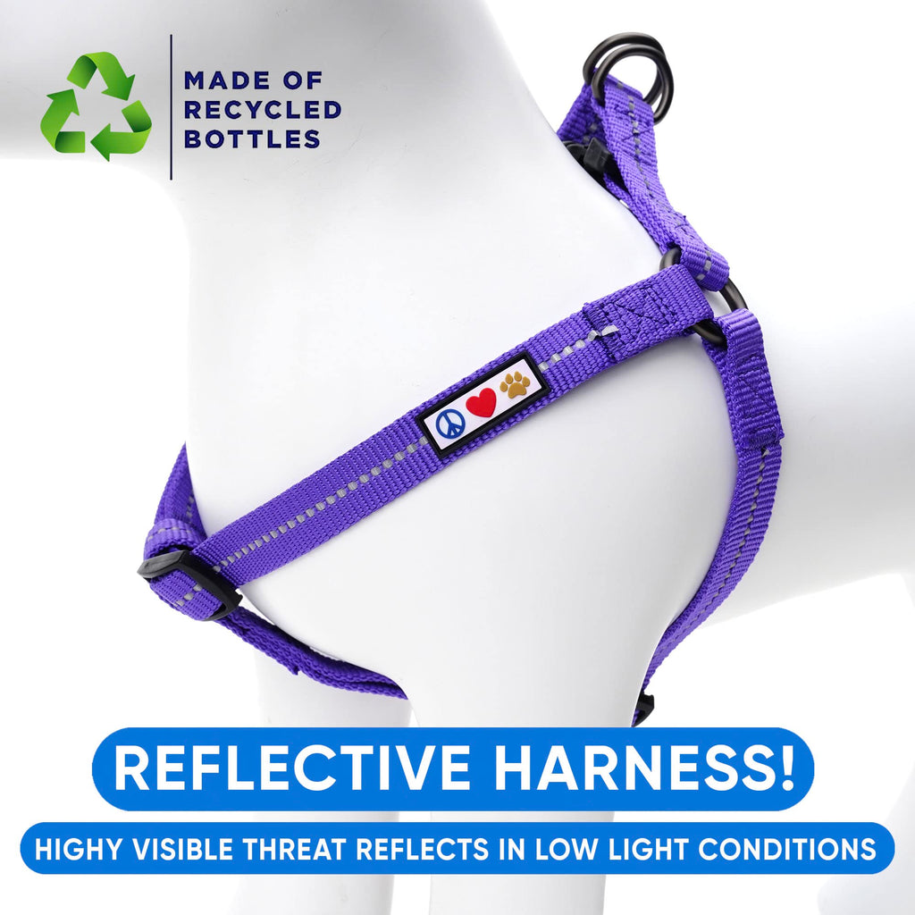 Pawtitas Recycled Reflective Step-in Dog Harness – XS Purple for Small Breeds