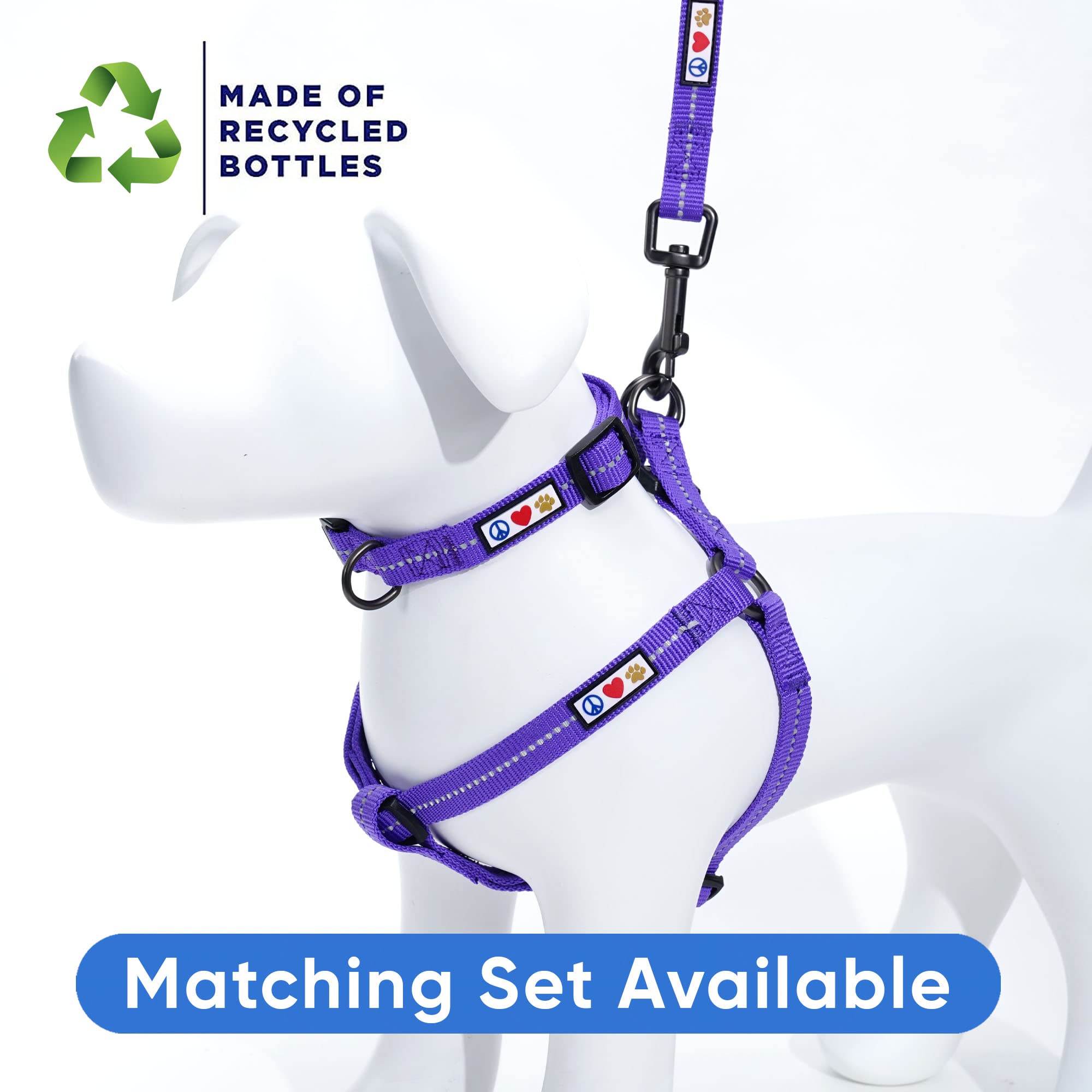 Pawtitas Recycled Reflective Step-in Dog Harness – XS Purple for Small Breeds