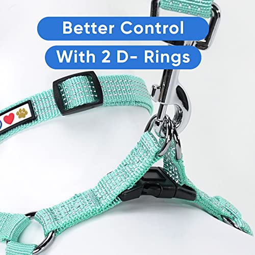 Pawtitas Reflective Step-in Dog Harness – Small Teal No-Pull Vest for Small Dogs