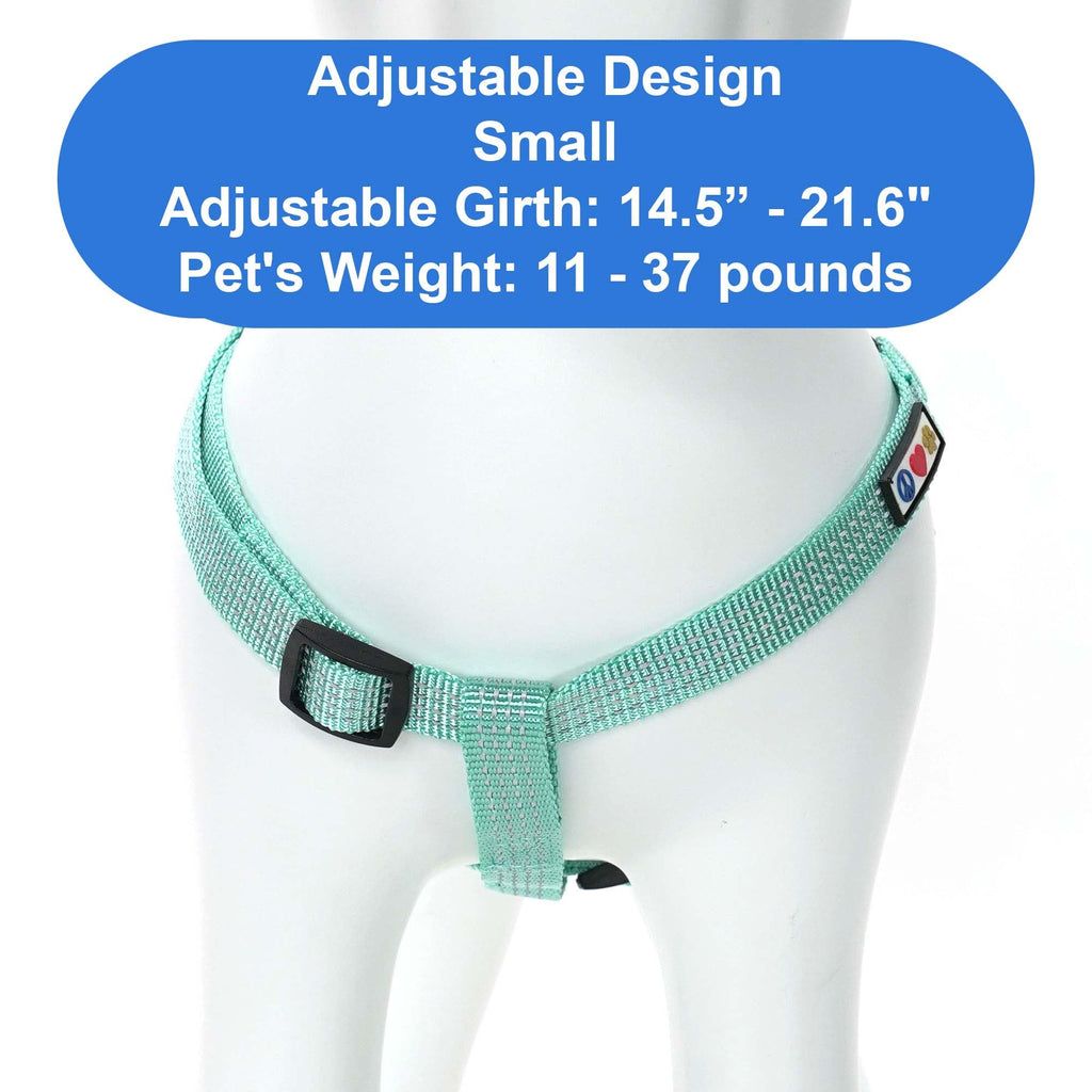 Pawtitas Reflective Step-in Dog Harness – Small Teal No-Pull Vest for Small Dogs