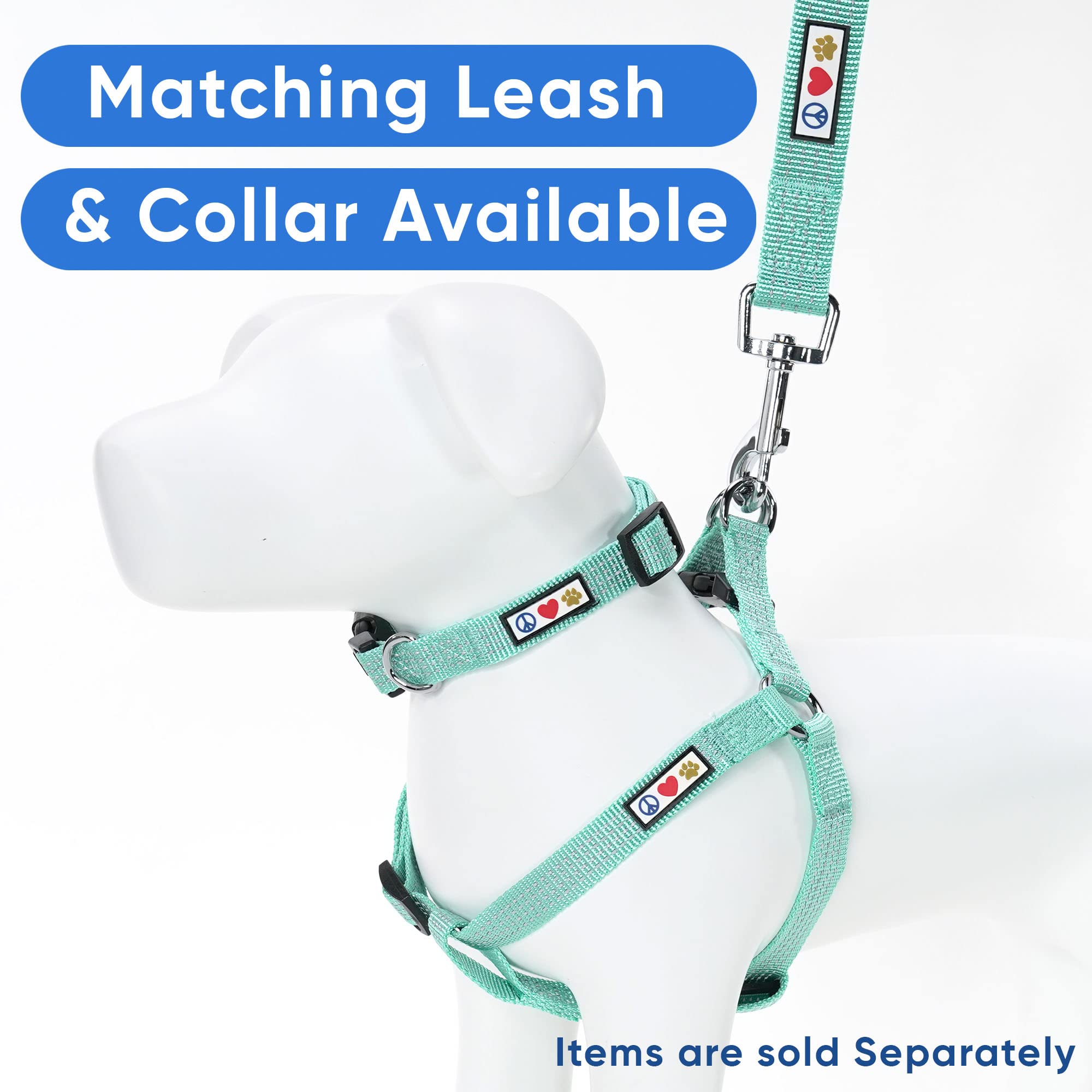 Pawtitas Reflective Step-in Dog Harness – Small Teal No-Pull Vest for Small Dogs