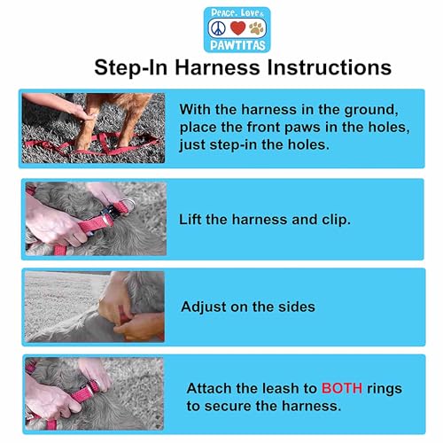 Pawtitas Small Step-in Dog Harness – Multicolor Teal/Pink/Purple, Adjustable No-Pull Vest for Puppies to Seniors