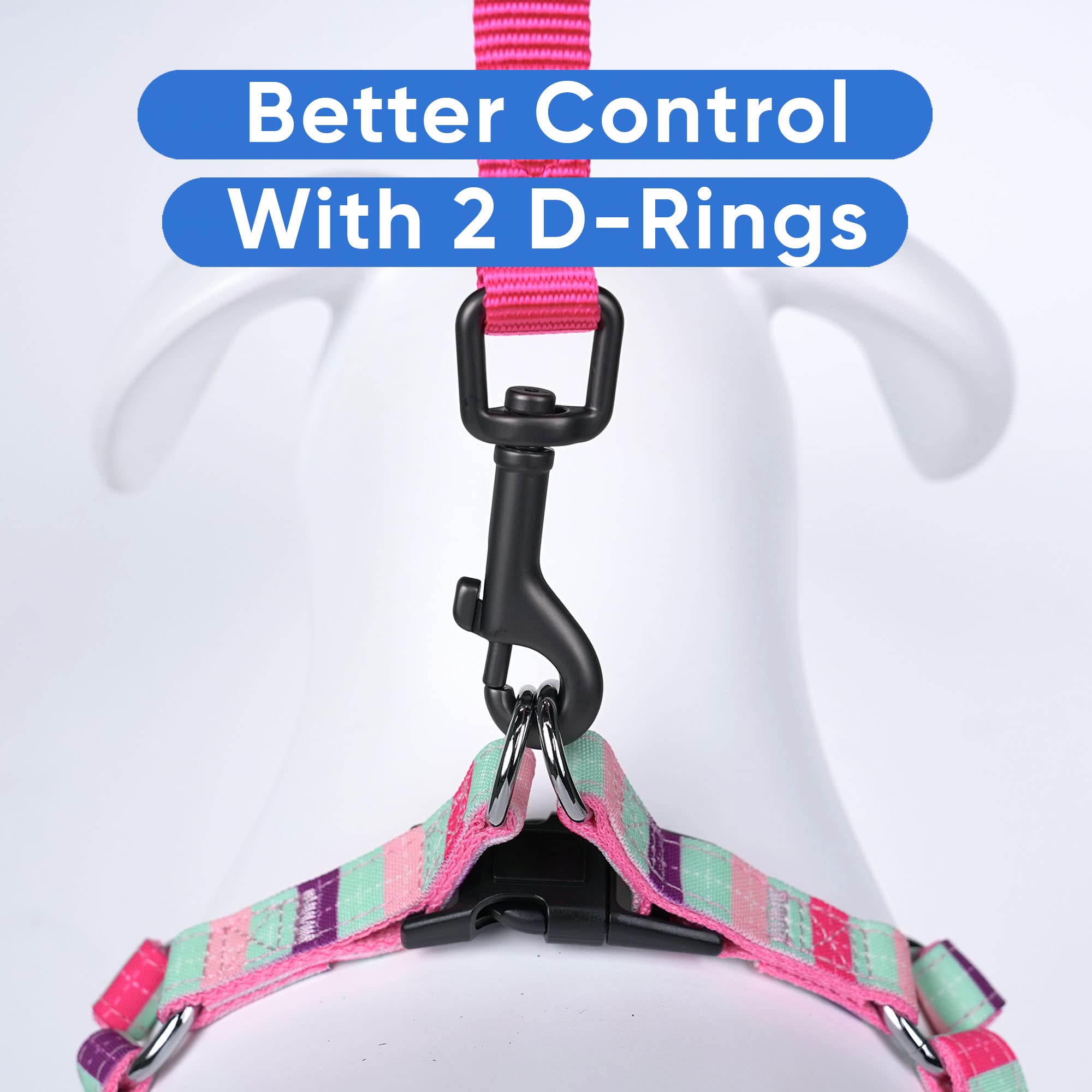Pawtitas Small Step-in Dog Harness – Multicolor Teal/Pink/Purple, Adjustable No-Pull Vest for Puppies to Seniors