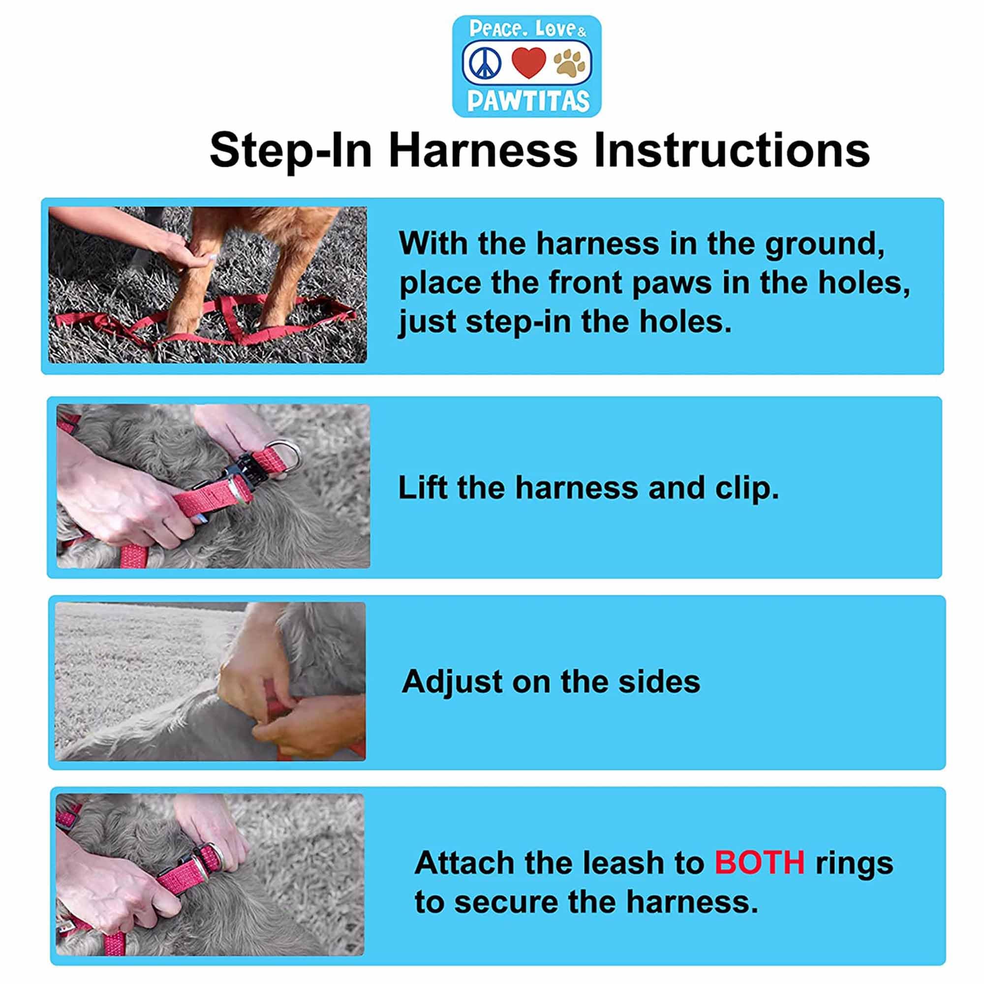 Pawtitas Small Step-in Dog Harness – Multicolor Teal/Pink/Purple, Adjustable No-Pull Vest for Puppies to Seniors