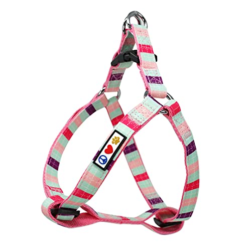 Pawtitas Small Step-in Dog Harness – Multicolor Teal/Pink/Purple, Adjustable No-Pull Vest for Puppies to Seniors