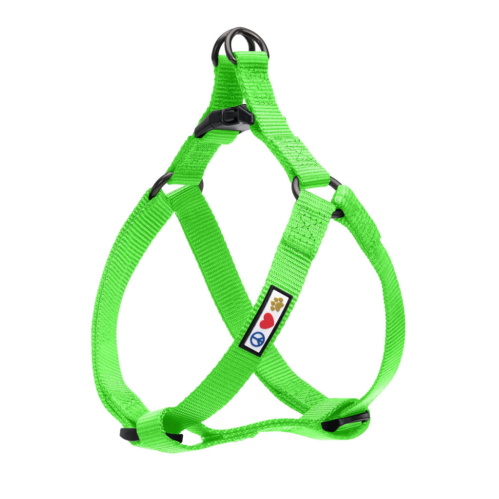 Pawtitas Solid Green Step-in Dog Harness – Medium Nylon No-Pull Vest for Dogs