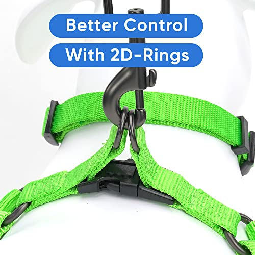 Pawtitas Solid Green Step-in Dog Harness – Medium Nylon No-Pull Vest for Dogs
