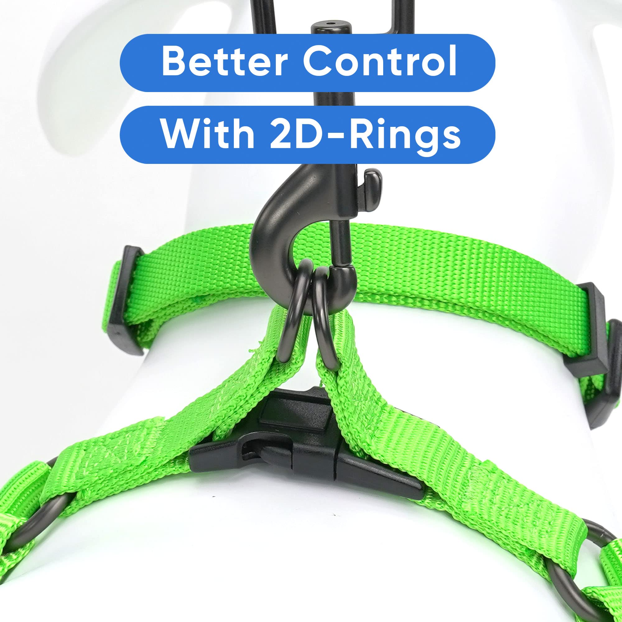 Pawtitas Solid Green Step-in Dog Harness – Medium Nylon No-Pull Vest for Dogs