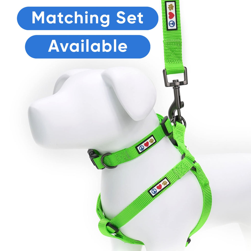 Pawtitas Solid Green Step-in Dog Harness – Medium Nylon No-Pull Vest for Dogs