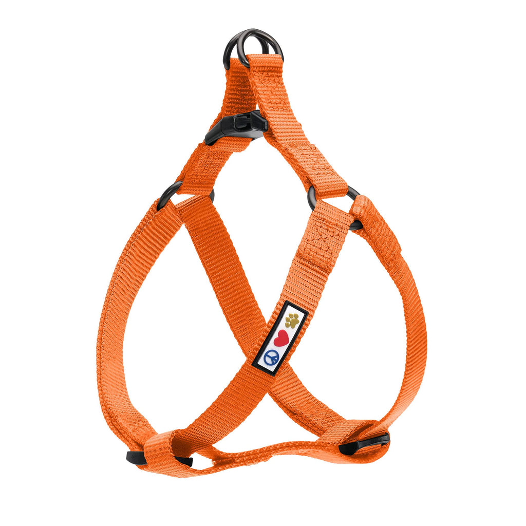 Pawtitas Solid Step-in Dog Harness Large Orange – Adjustable No-Pull Vest for Large Breeds