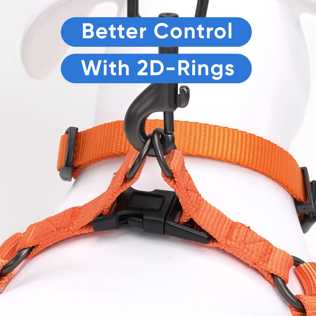 Pawtitas Solid Step-in Dog Harness Large Orange – Adjustable No-Pull Vest for Large Breeds