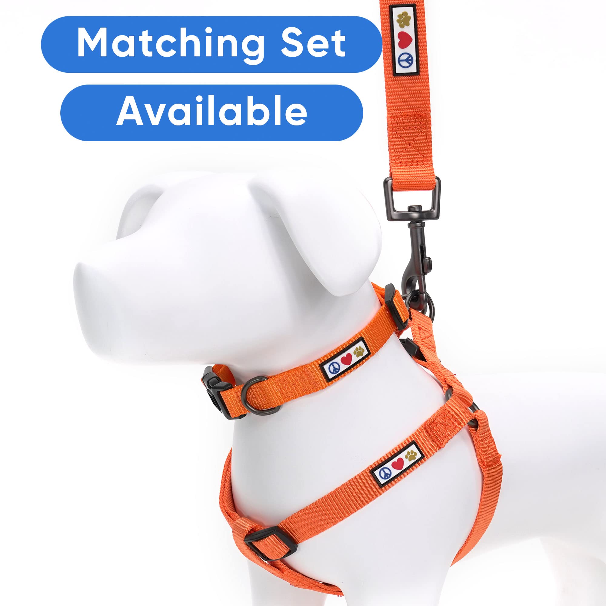 Pawtitas Solid Step-in Dog Harness Large Orange – Adjustable No-Pull Vest for Large Breeds