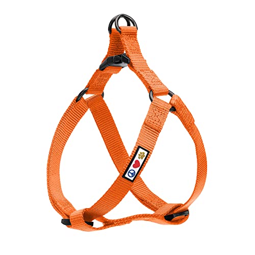 Pawtitas Solid Step-in Dog Harness Large Orange – Adjustable No-Pull Vest for Large Breeds