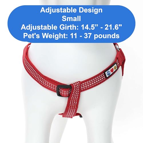 Pawtitas Step-in Dog Harness – Small Red Reflective No-Pull Vest for Puppies and Senior Dogs