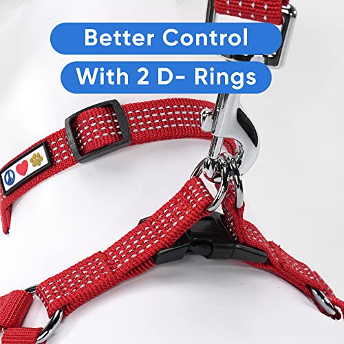 Pawtitas Step-in Dog Harness – Small Red Reflective No-Pull Vest for Puppies and Senior Dogs