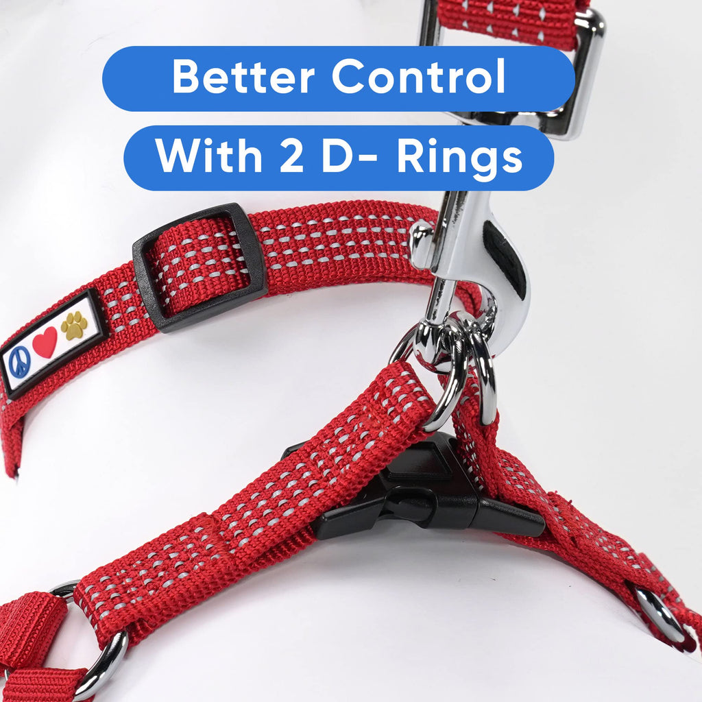 Pawtitas Step-in Dog Harness – Small Red Reflective No-Pull Vest for Puppies and Senior Dogs