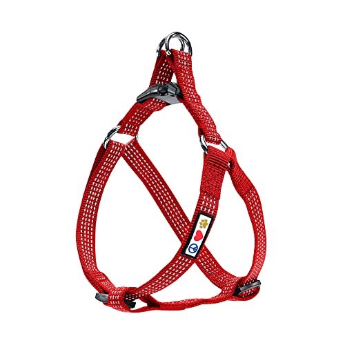 Pawtitas Step-in Dog Harness – Small Red Reflective No-Pull Vest for Puppies and Senior Dogs