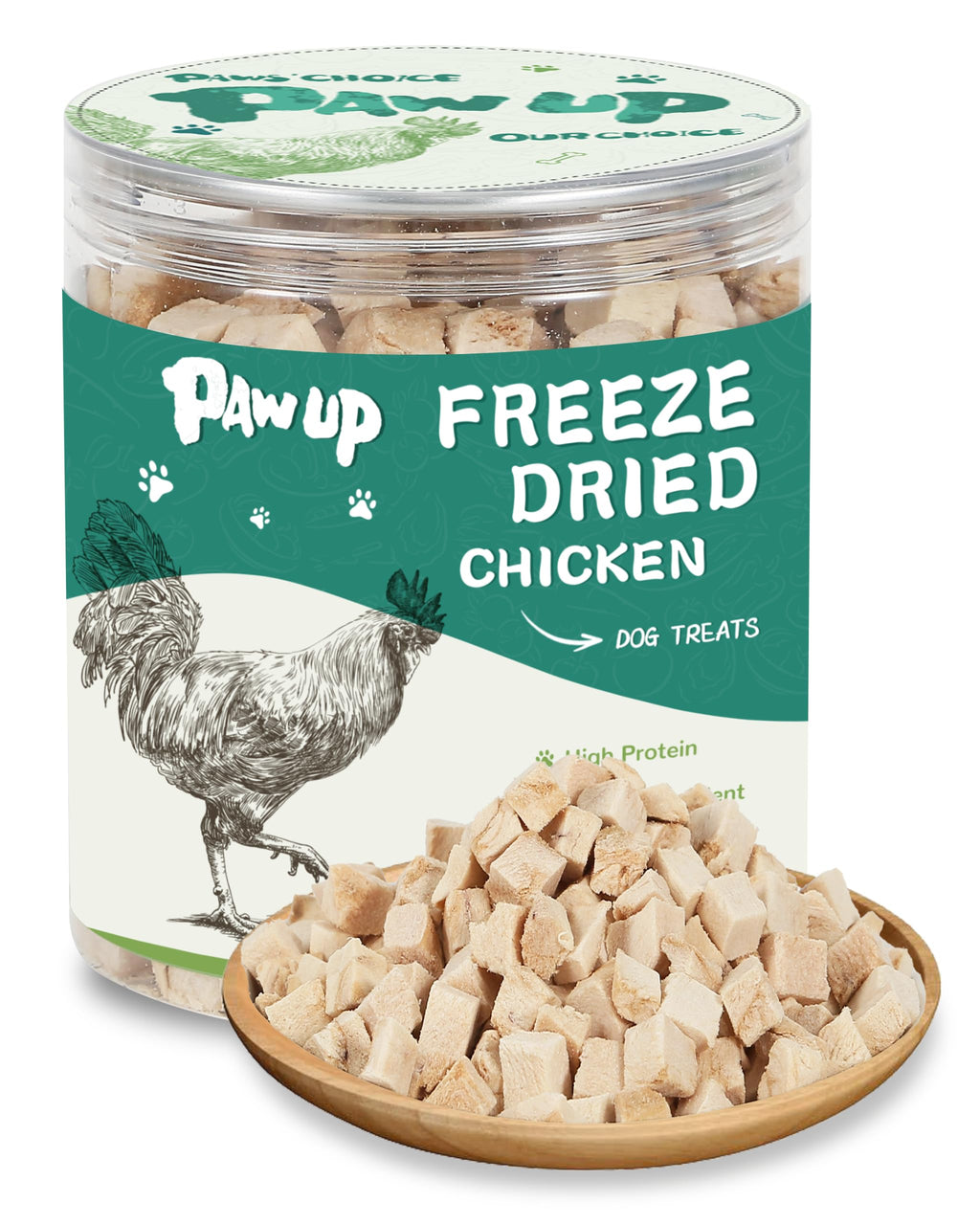 PAWUP Freeze Dried Chicken Dog Treats - 100% Single Ingredient Chicken Breast, High Protein, Grain Free, 4.6 oz