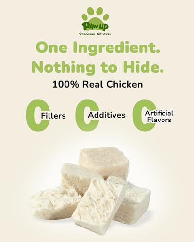 PAWUP Freeze Dried Chicken Dog Treats - 100% Single Ingredient Chicken Breast, High Protein, Grain Free, 4.6 oz