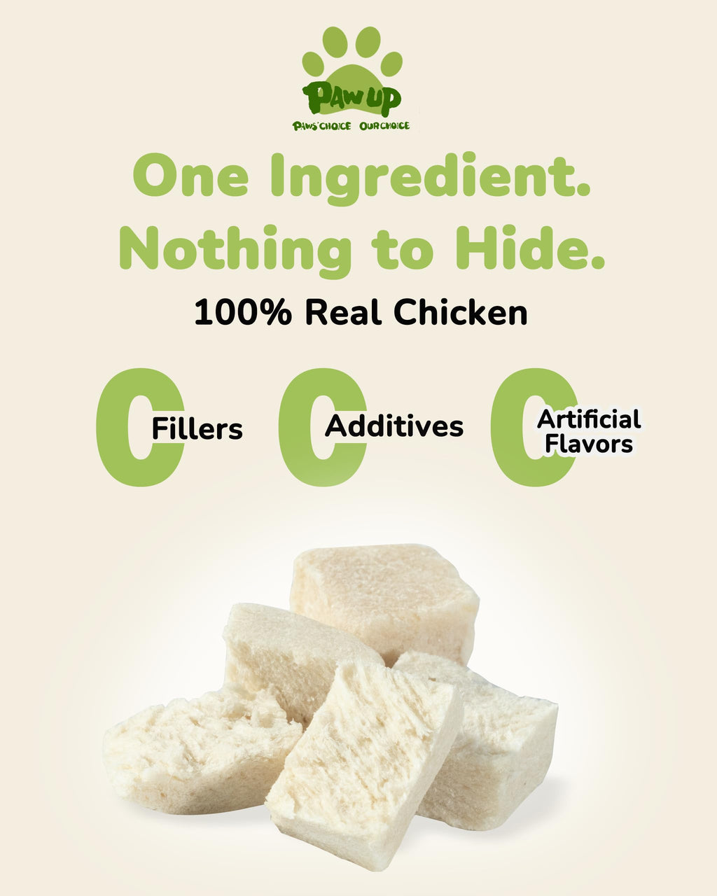 PAWUP Freeze Dried Chicken Dog Treats - 100% Single Ingredient Chicken Breast, High Protein, Grain Free, 4.6 oz