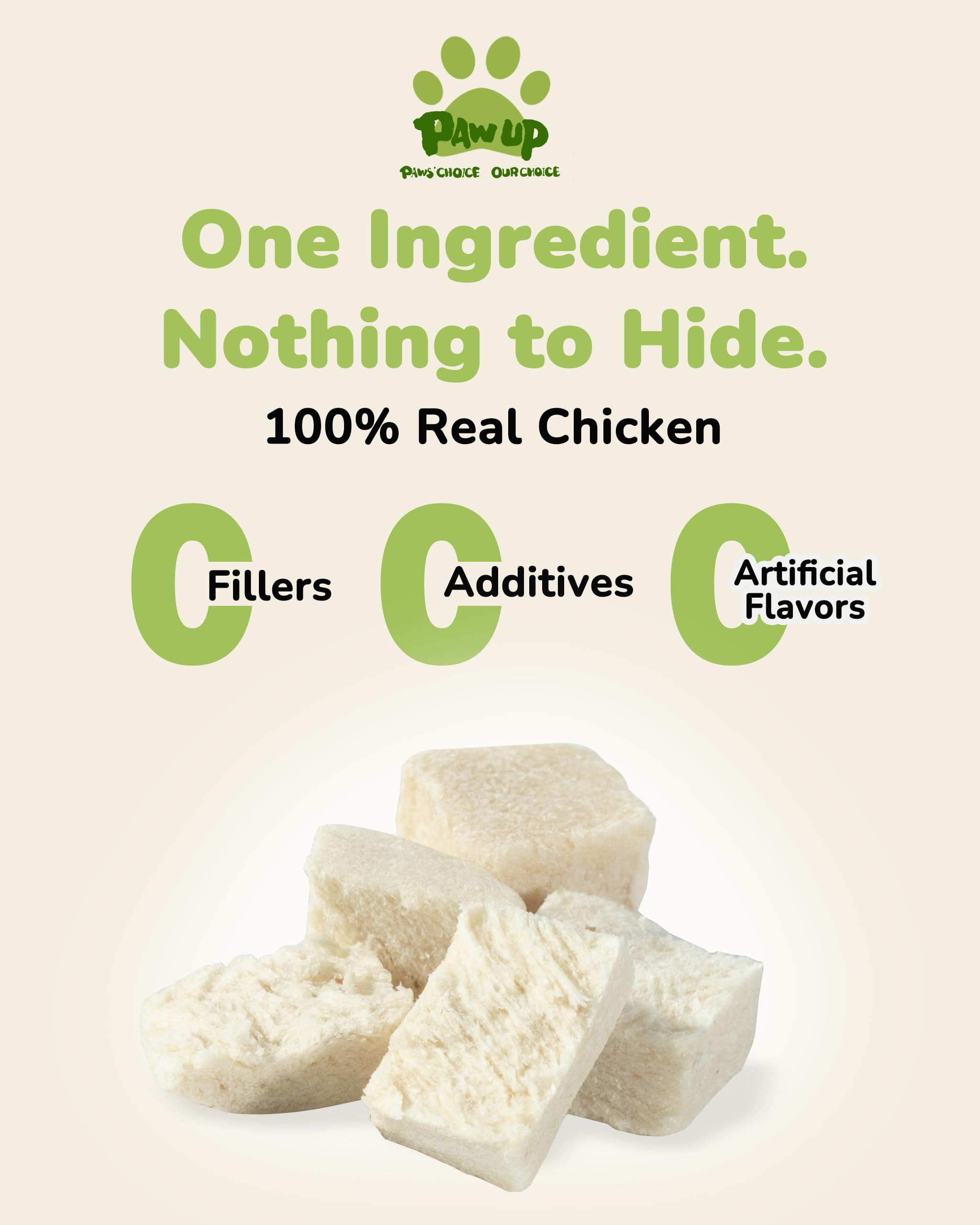 PAWUP Freeze Dried Chicken Dog Treats - 100% Single Ingredient Chicken Breast, High Protein, Grain Free, 4.6 oz