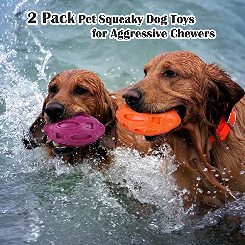 Pawzone 2-Pack Durable Squeaky Dog Balls for Aggressive Chewers - Tough Rubber Interactive Toys for Large, Medium, Small Dogs