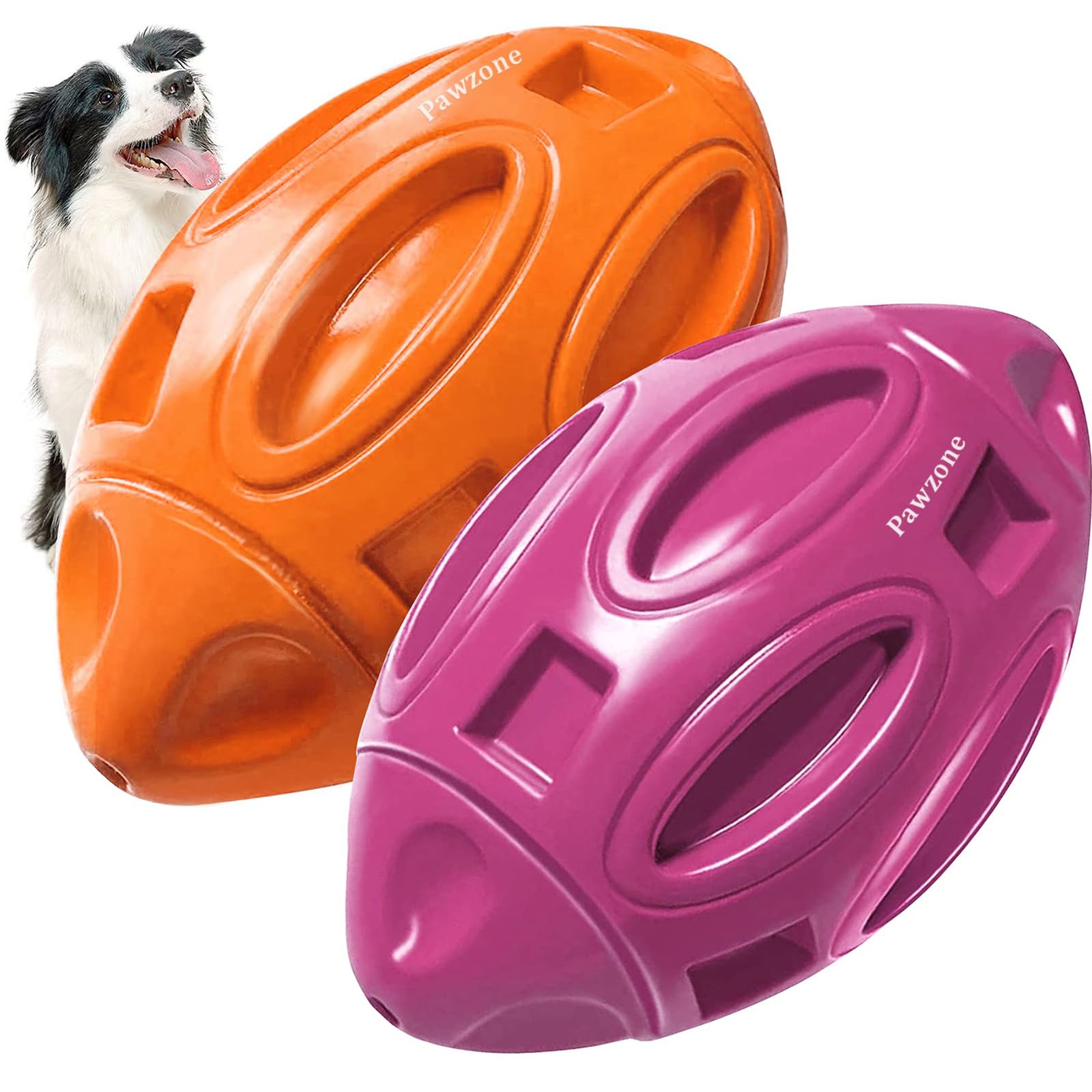 Pawzone 2-Pack Durable Squeaky Dog Balls for Aggressive Chewers - Tough Rubber Interactive Toys for Large, Medium, Small Dogs