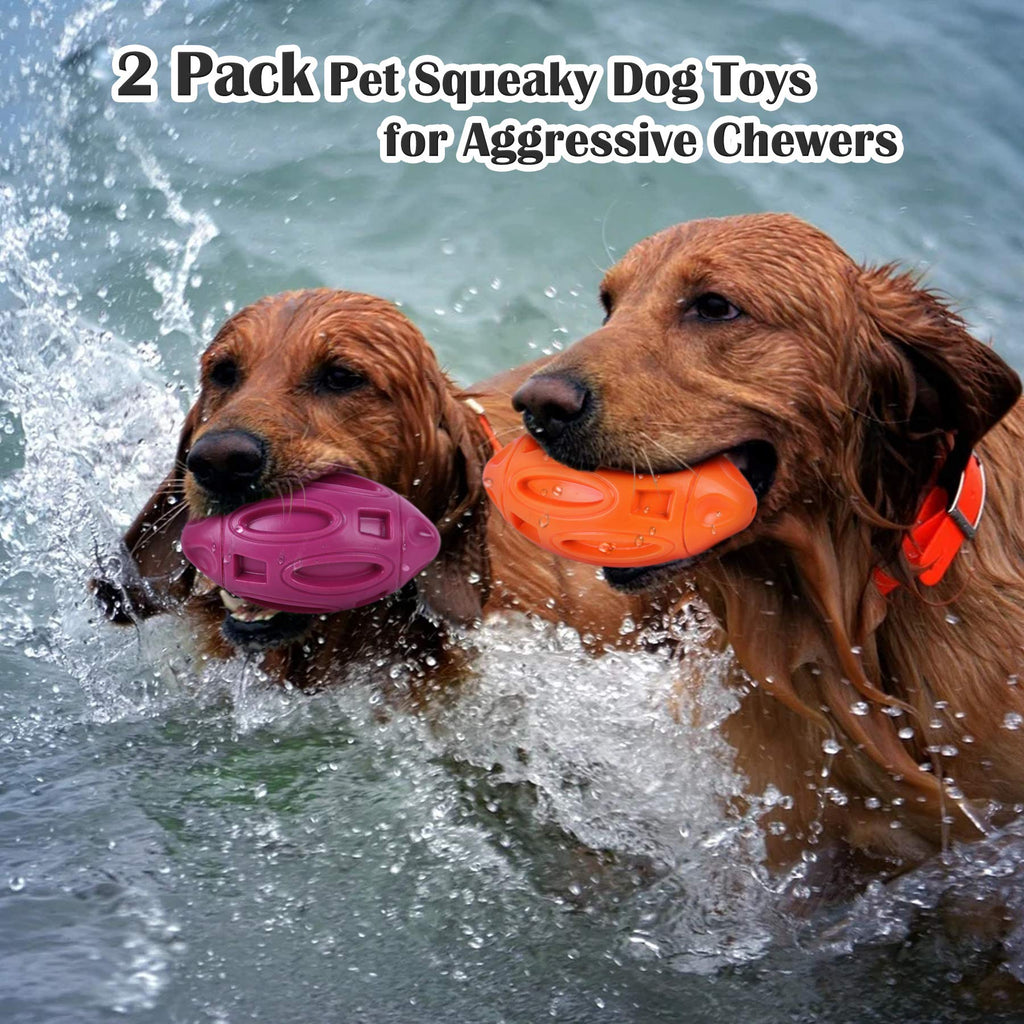 Pawzone 2-Pack Durable Squeaky Dog Balls for Aggressive Chewers - Tough Rubber Interactive Toys for Large, Medium, Small Dogs