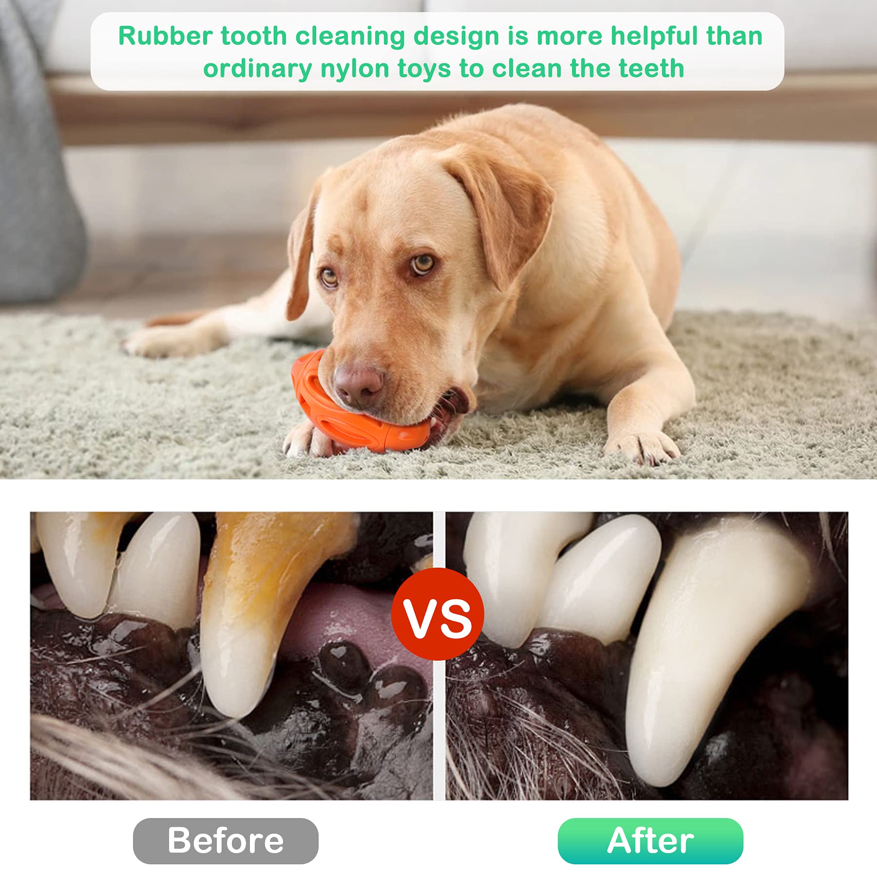 Pawzone 2-Pack Durable Squeaky Dog Balls for Aggressive Chewers - Tough Rubber Interactive Toys for Large, Medium, Small Dogs