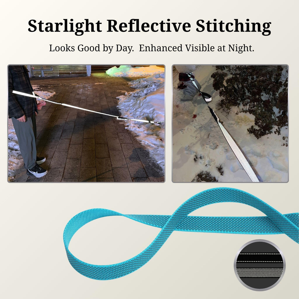 PAWZPAL 6-8FT Hands Free Leash for Dogs - Adjustable Waist/Crossbody, Reflective, Tangle-Free, Urban Walking, Jogging - Sky Blue