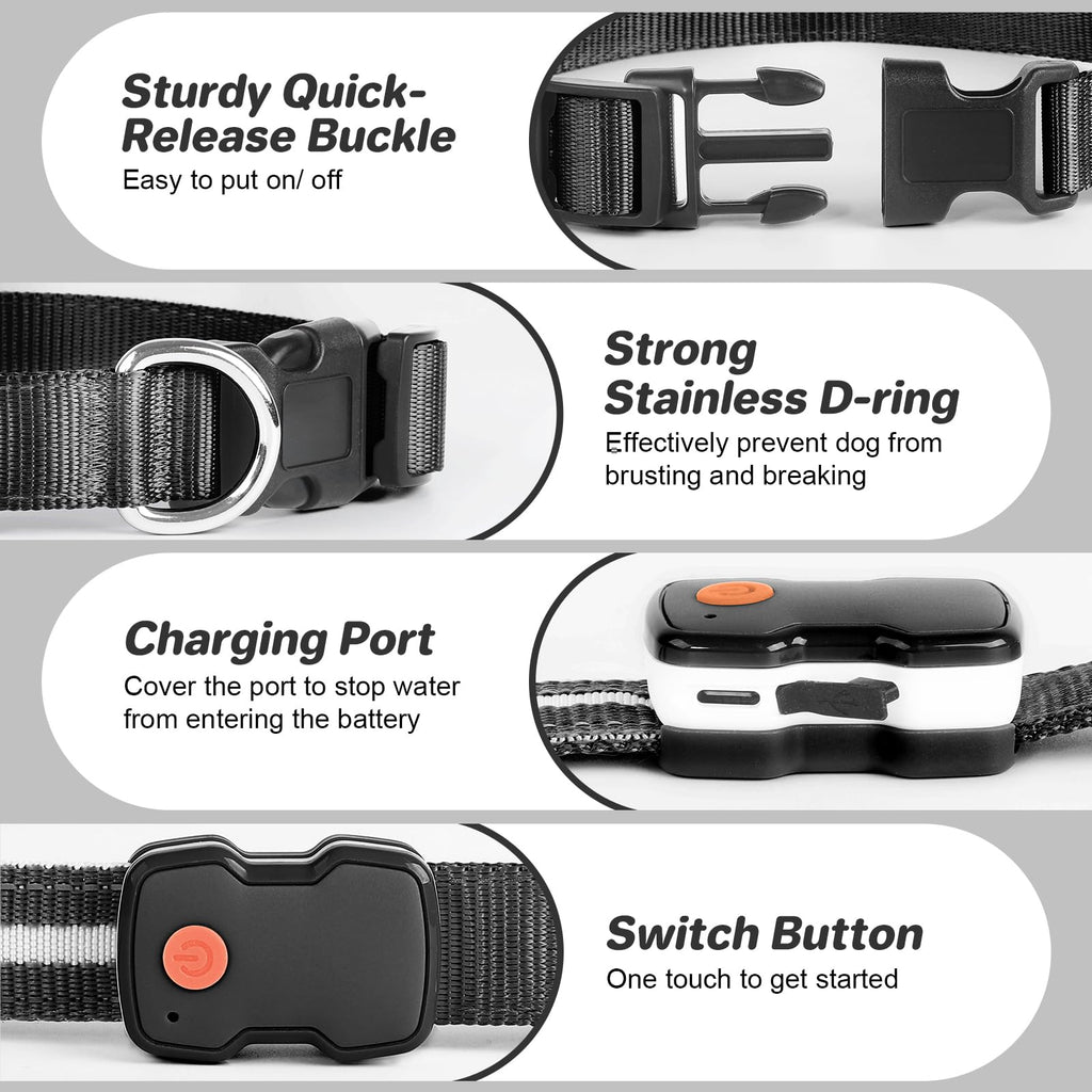 PcEoTllar LED Dog Collar, Rechargeable, Waterproof, 3 Flash Modes, Black, Adjustable for Small to Large Dogs