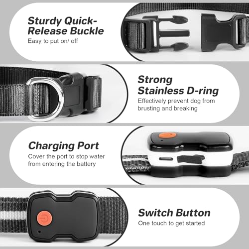 PcEoTllar LED Dog Collar, Rechargeable, Waterproof, 3 Flash Modes, Black, Adjustable for Small to Large Dogs
