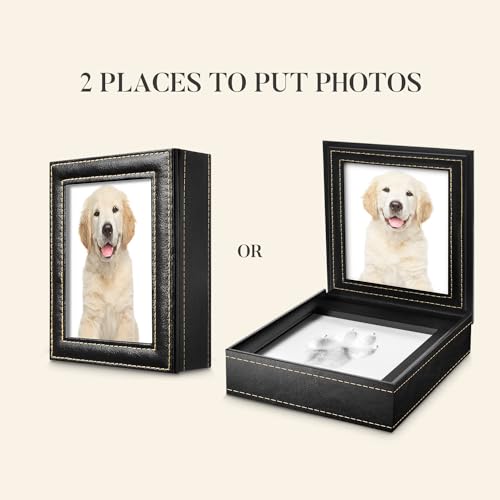 PCS Paw Print Kit – Non-Toxic Clay Pet Paw Print Keepsake in Black Synthetic Leather Box