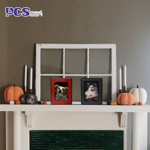 PCS Pet Urn for Dog Ashes - Medium Wooden Cremation Box with Photo Frame - Red