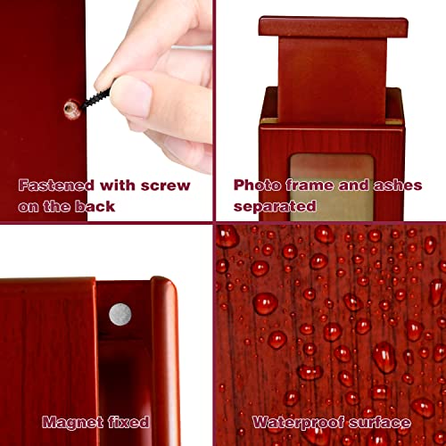 PCS Pet Urn for Dog Ashes - Medium Wooden Cremation Box with Photo Frame - Red