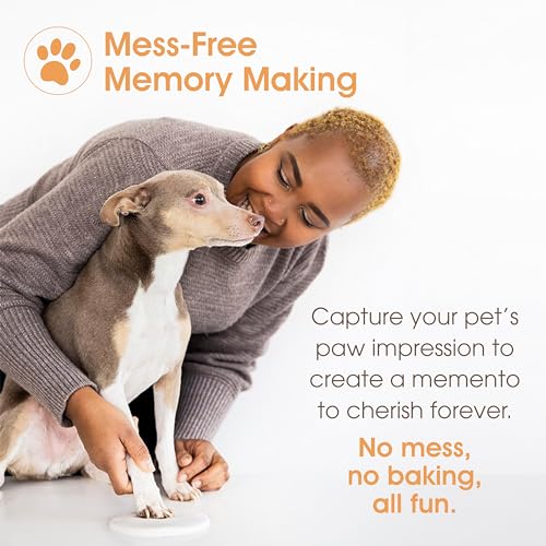 Pearhead Pet Paw Print Photo Frame with Clay Imprint Kit - Distressed Gray Wood Frame for Cats & Dogs