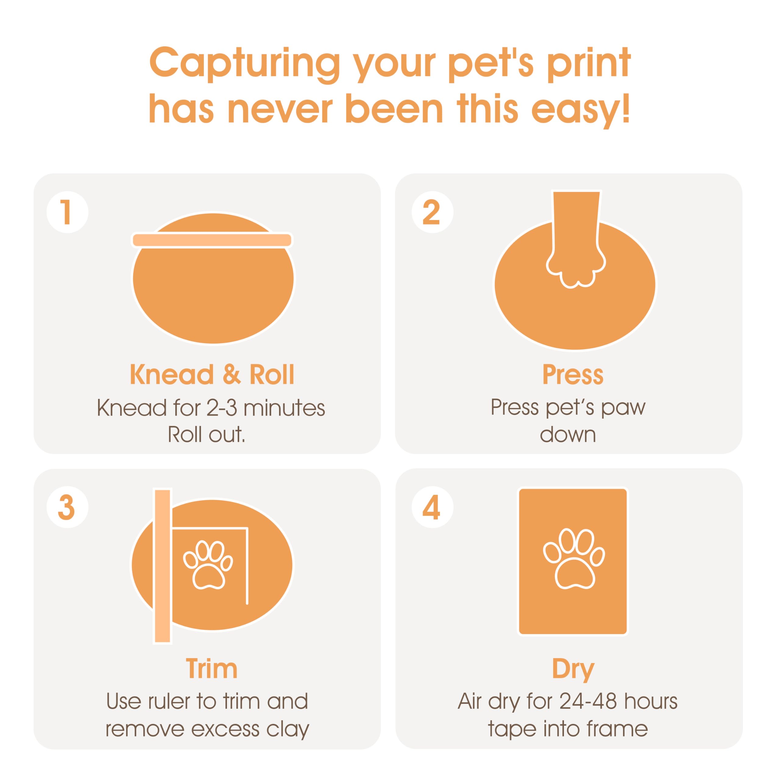 Pearhead Pet Paw Print Photo Frame with Clay Imprint Kit - Distressed Gray Wood Frame for Cats & Dogs