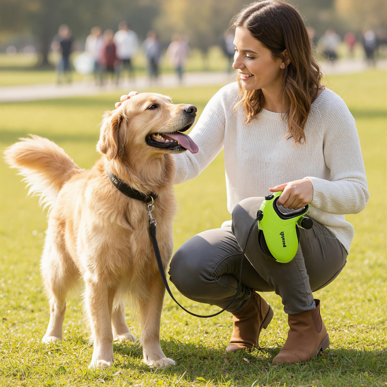 Pecute 26ft Retractable Dog Leash with Reflective Strip, Poop Bag Holder, for Dogs up to 110 lbs