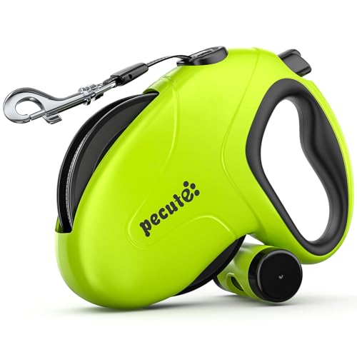 Pecute 26ft Retractable Dog Leash with Reflective Strip, Poop Bag Holder, for Dogs up to 110 lbs