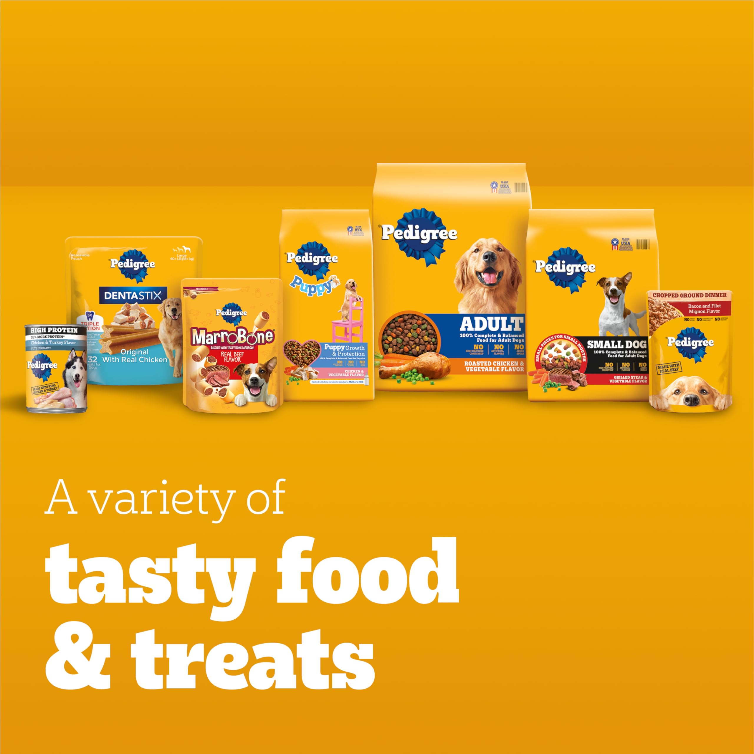 Pedigree Chopped Ground Dinner Wet Dog Food Pouches Variety Pack, 3.5 oz, 18 Count - Chicken, Beef, Bacon & Cheese Flavors
