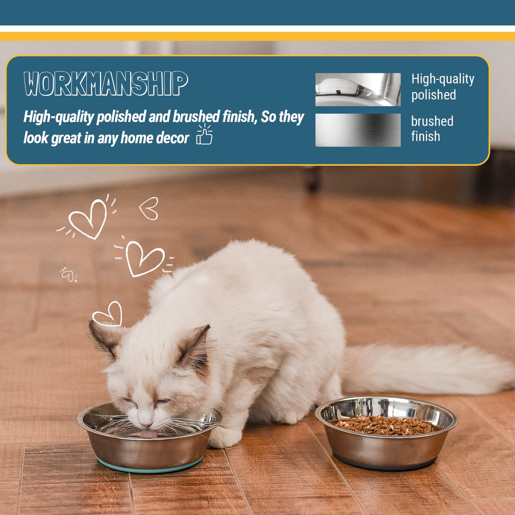 PEGGY11 6-Cup Stainless Steel Pet Bowl – Lightweight with Non-Slip Silicone Base